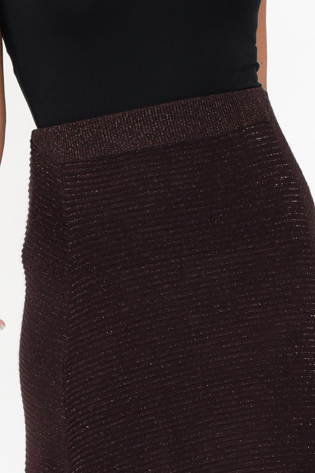 Domenica Brown Knit Midi Skirt