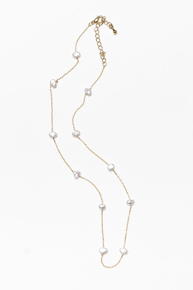 Eleanor Gold Pearl Chain Necklace thumbnail 1