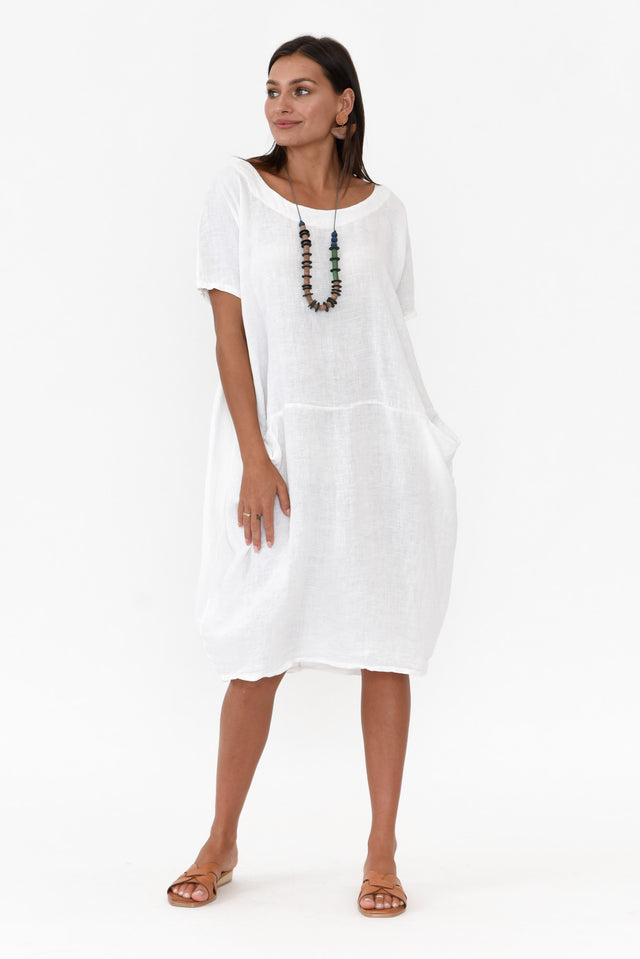 Ella White Linen Dress