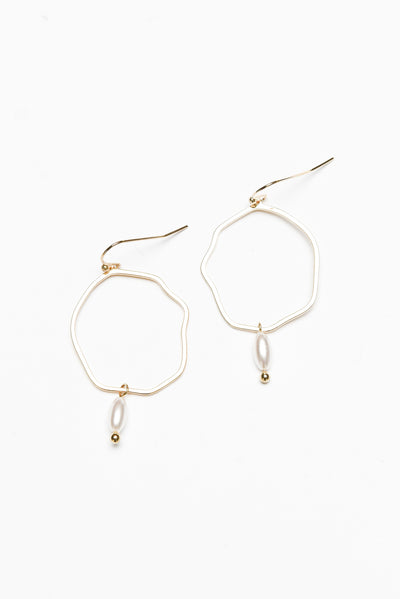 Emmie Gold Hoop Pearl Earrings