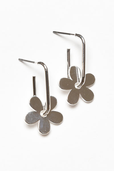 Eve Silver Flower Drop Earrings