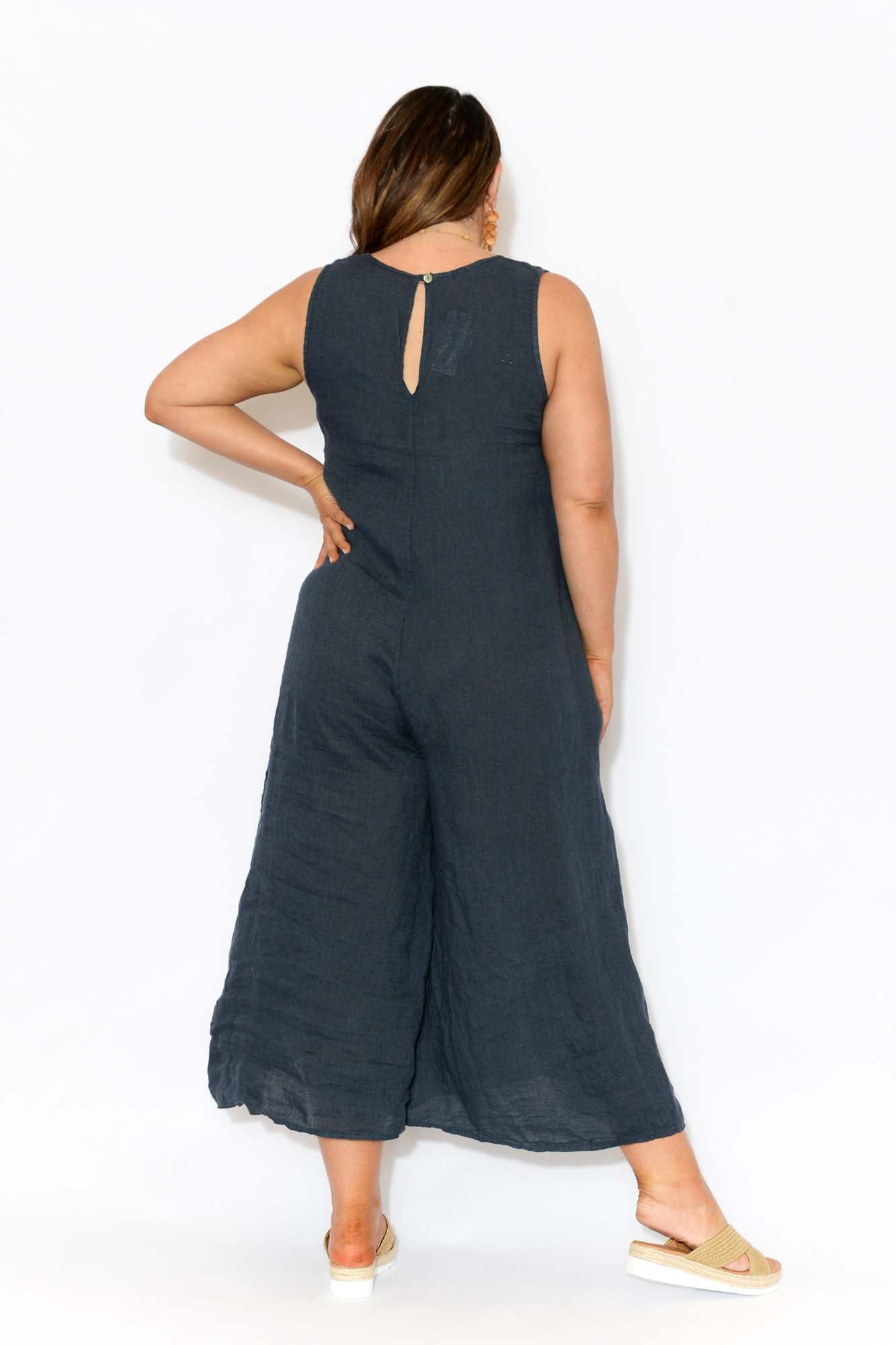 Old Navy Striped Linen-Blend Cropped Smocked Cami Wide-Leg Jumpsuit for  Women | Square One