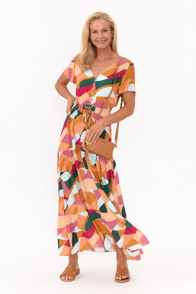 Fifi Orange Geo Tiered Maxi Dress thumbnail 2