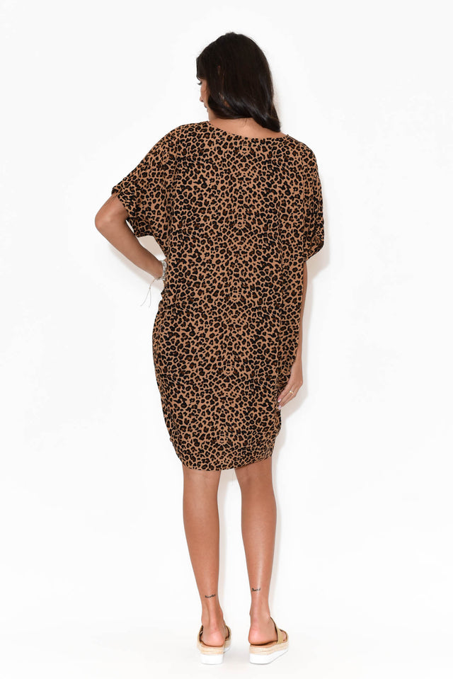 Gaby Leopard Drape Tee Dress thumbnail 6