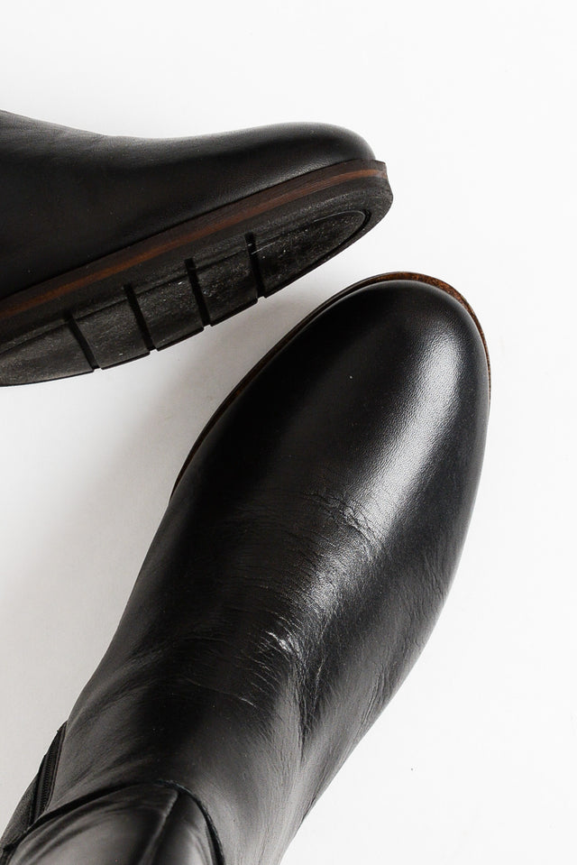 Gaetan Black Leather Long Boot