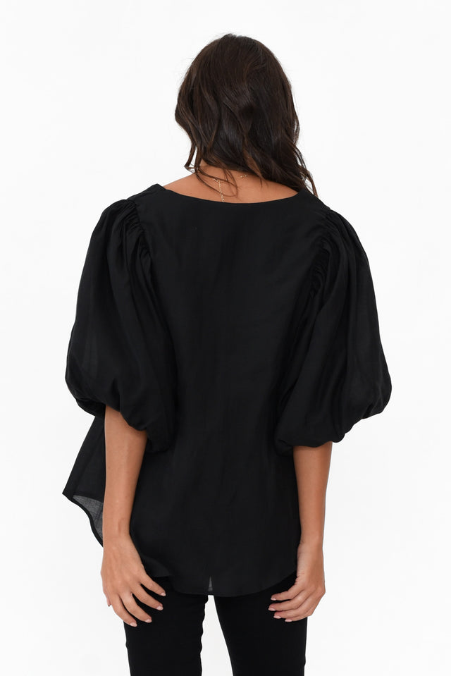 Gallagher Black Cotton Puff Sleeve Top image 6