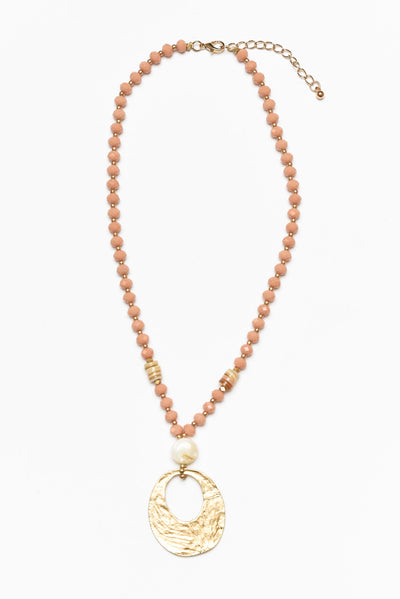 Georgia Peach Beaded Pendant Necklace