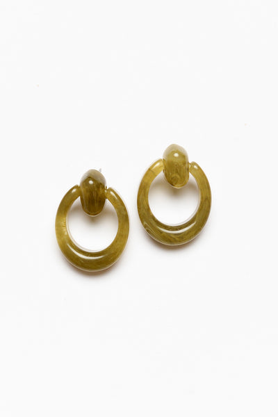 Georgie Olive Resin Circle Earrings