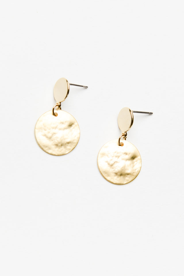 Gold Textured Double Disc Earring - Blue Bungalow