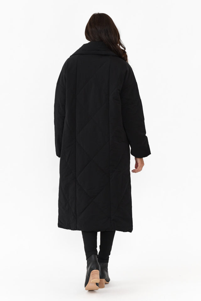 Halle Black Longline Wrap Coat