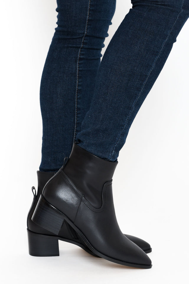 Haven Black Leather Ankle Boot