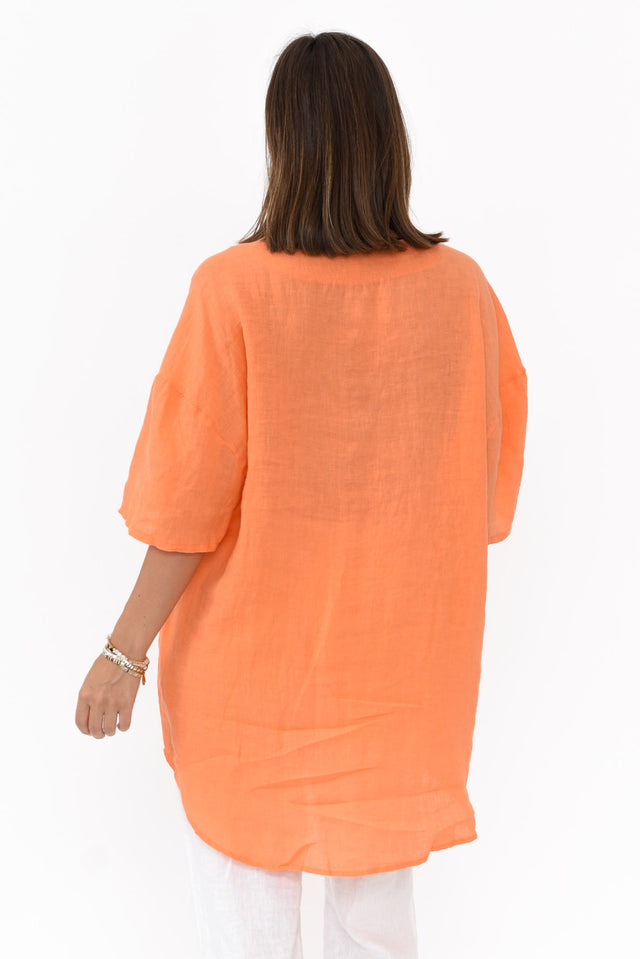 Holland Orange Linen V Neck Tunic image 5