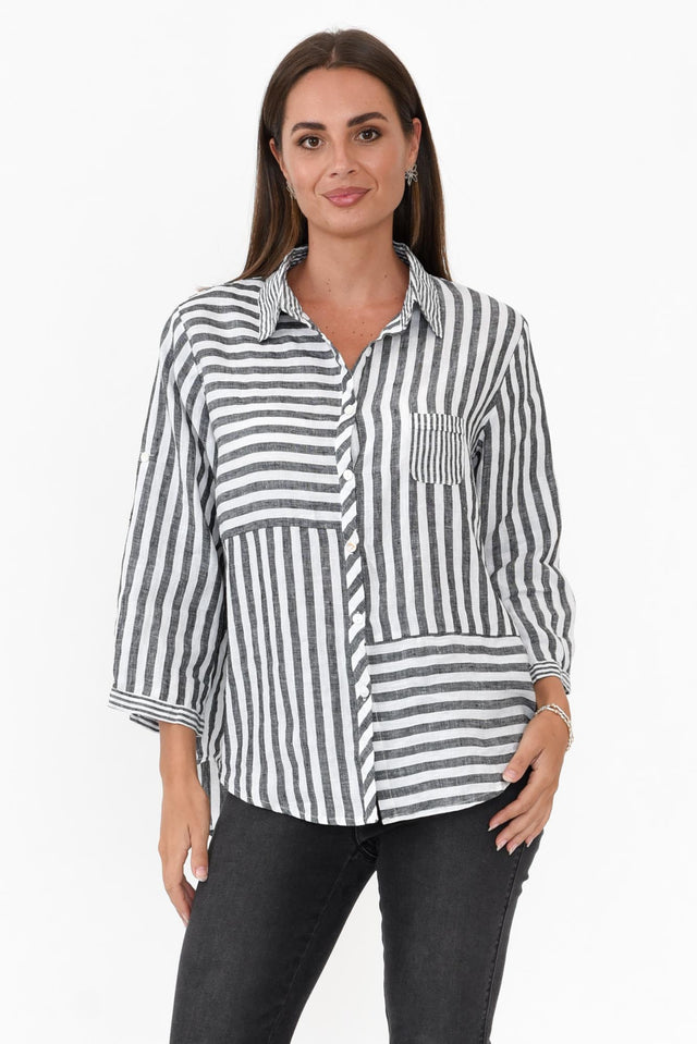 Hyatt Charcoal Stripe Linen Shirt