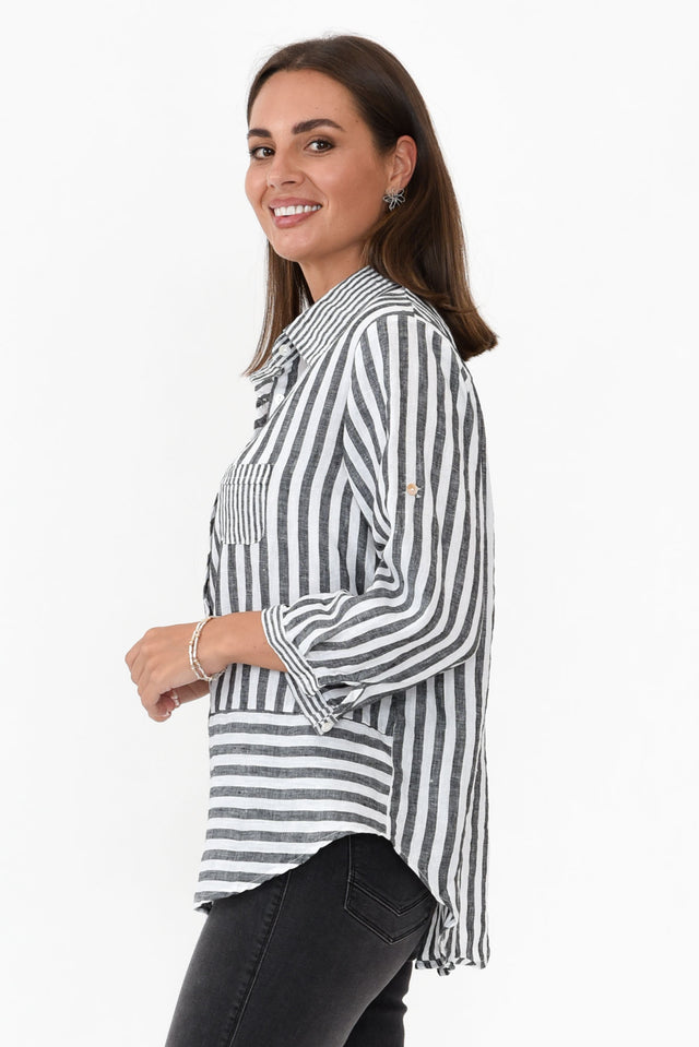 Hyatt Charcoal Stripe Linen Shirt image 3