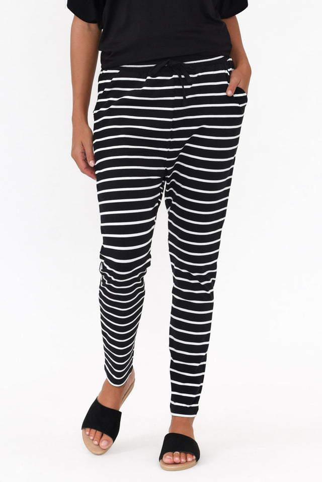 Women's Black & White Stripe Jade Slouch Pants