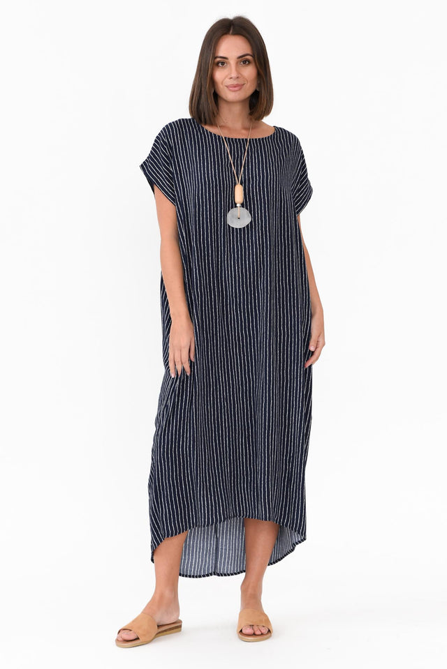 Janine Navy Stripe Kaftan image 1