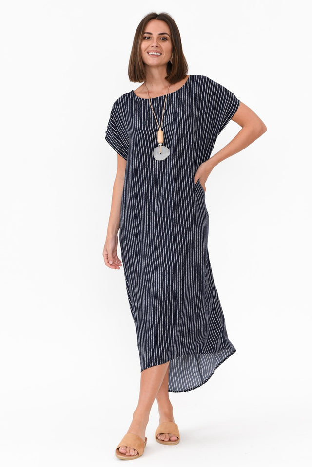 Janine Navy Stripe Kaftan image 4