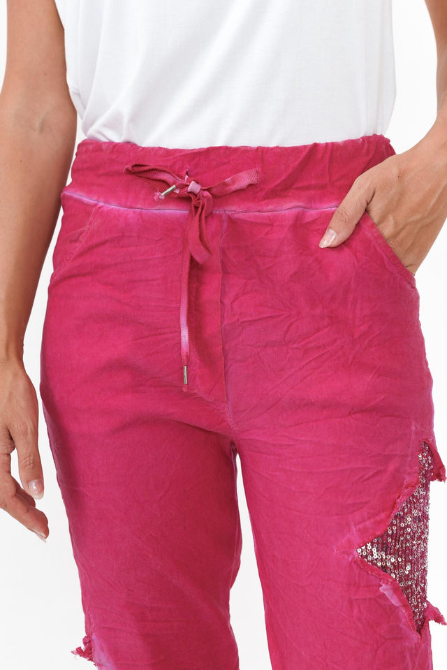 Juanita Hot Pink Star Stretch Pants thumbnail 3
