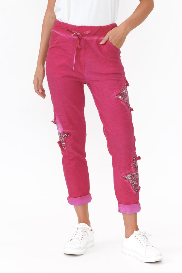 Juanita Hot Pink Star Stretch Jean  