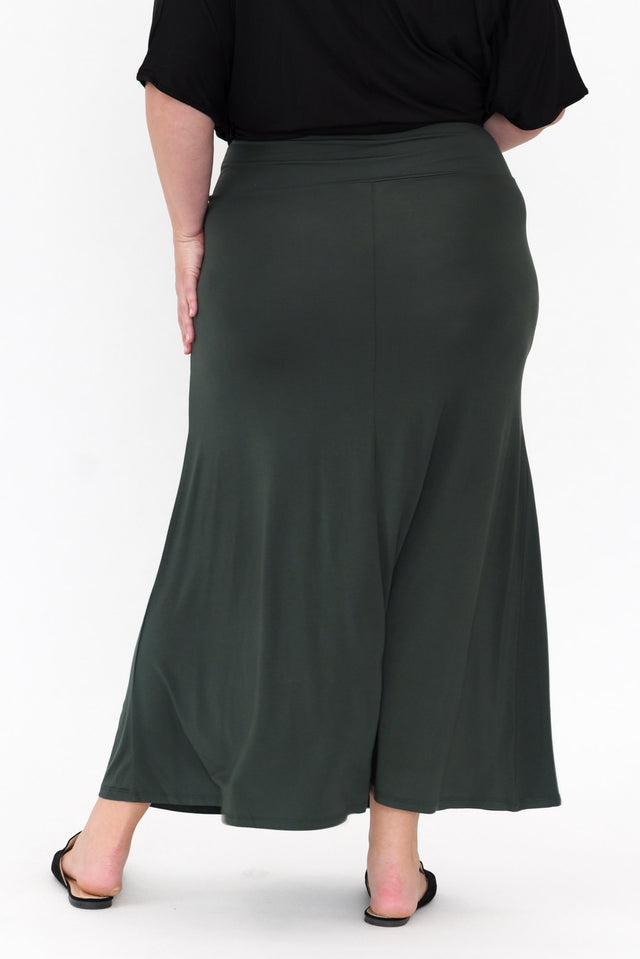 Lana Dark Green Bamboo Maxi Skirt
