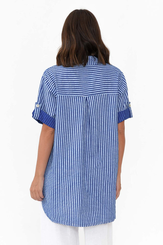 Lance Blue Stripe Sequin Pocket Shirt