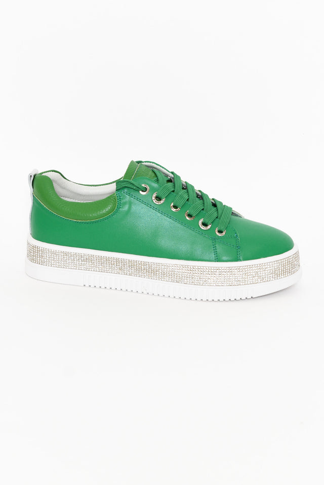 Lange Green Leather Diamante Sneaker image 4