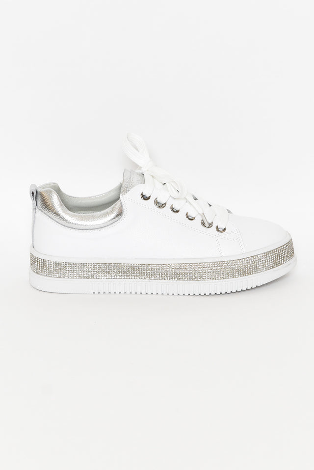Lange White Leather Diamante Sneaker