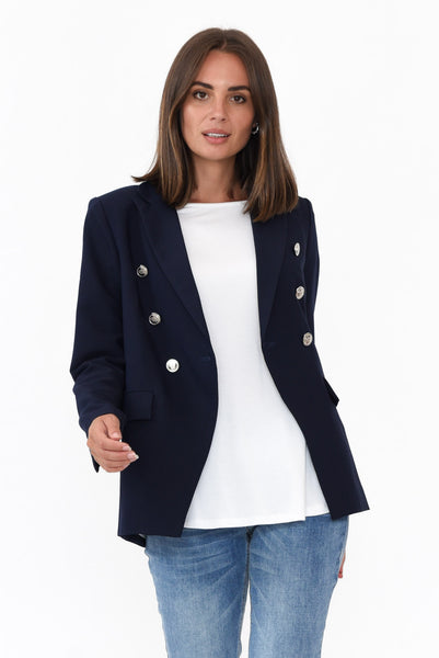 Lauren Navy Double Breasted Blazer - Blue Bungalow AU