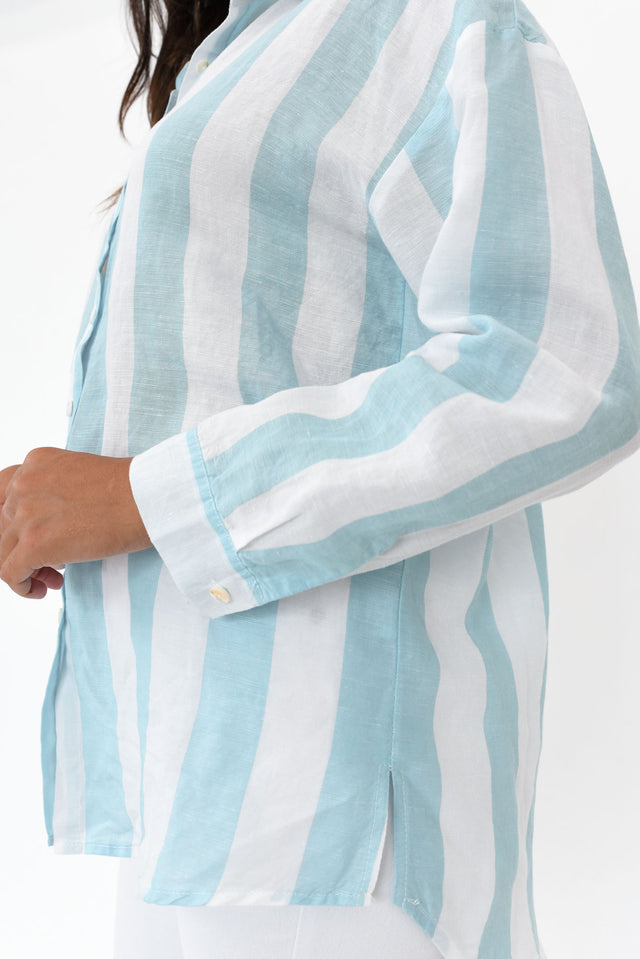Maeve Blue Stripe Oversized Linen Shirt image 5