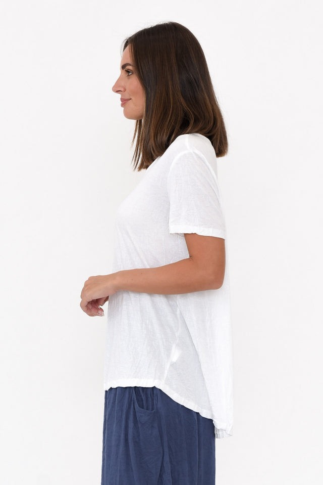 Marley White Crinkle Cotton Short Sleeve Top image 3