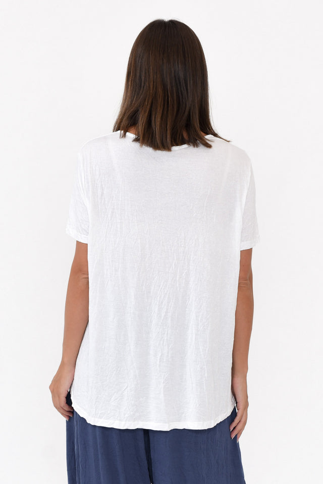 Marley White Crinkle Cotton Short Sleeve Top thumbnail 4