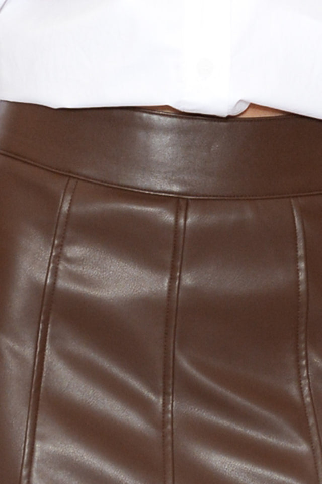 Matrix Chocolate Faux Leather Midi Skirt image 3