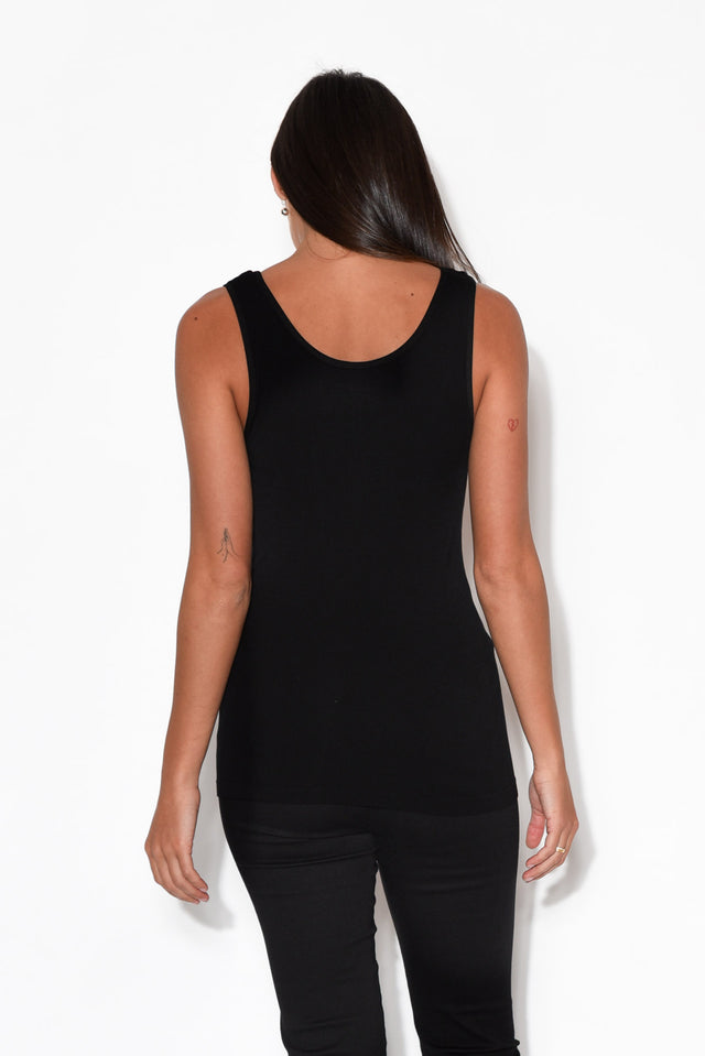 Maya Black Bamboo Scoop Singlet