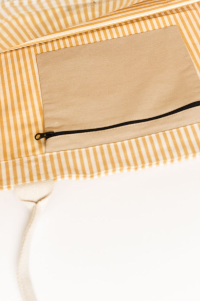 Miami Yellow Stripe Canvas Tote Bag