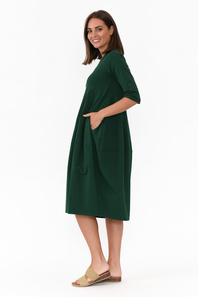 Misty Emerald Diagonal Seam Dress
