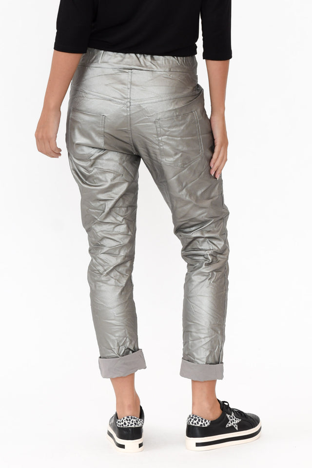 Munich Silver Wet Look Stretch Pants image 4