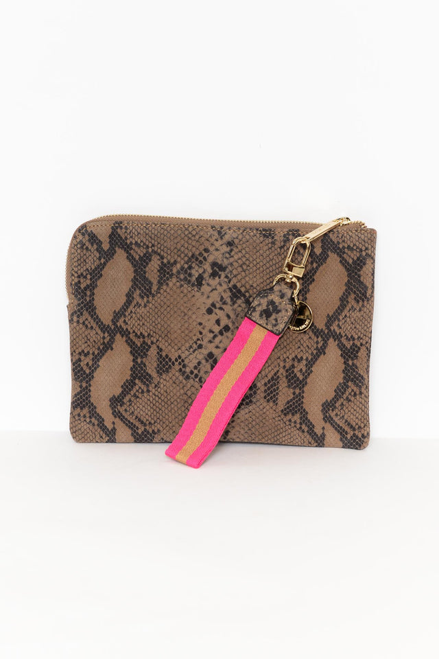 Paige Python Suede Leather Clutch