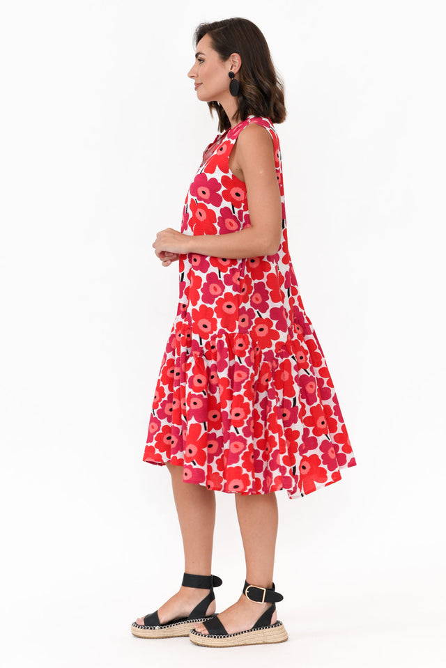 Paulette Red Poppy Cotton Dress