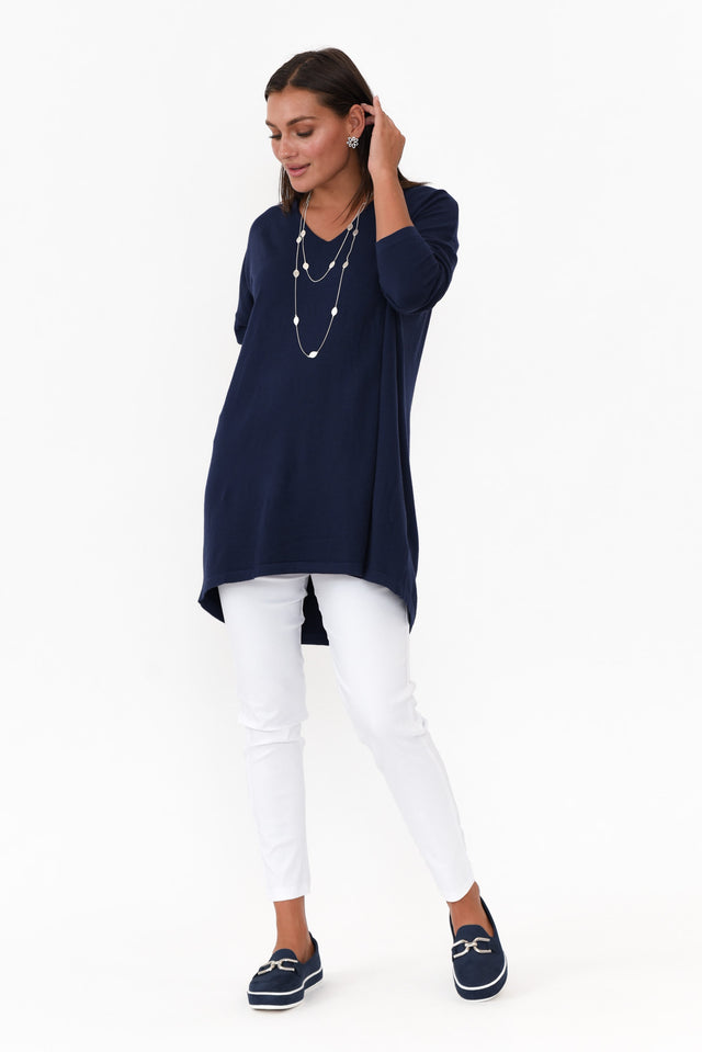 Piper Navy V Neck Knit Jumper