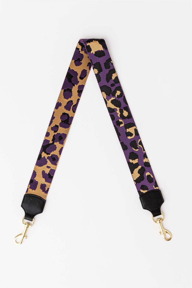 Purple and Tan Leopard Bag Strap