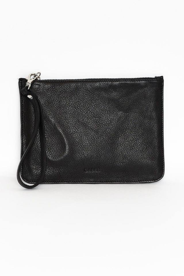 Queens Black Leather Clutch thumbnail 1