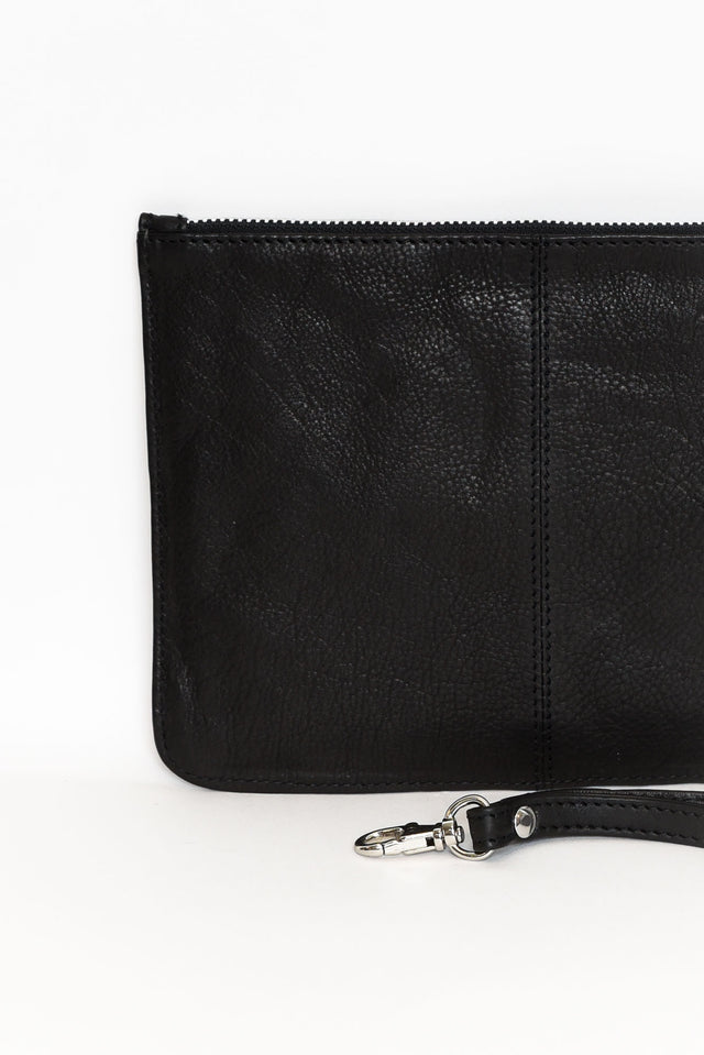 Queens Black Leather Clutch thumbnail 5