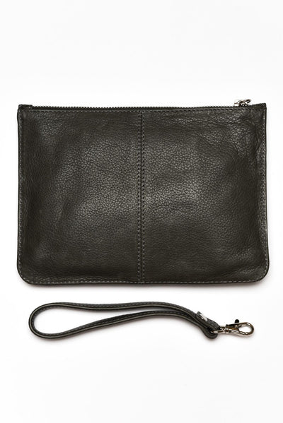 Queens Grey Leather Clutch