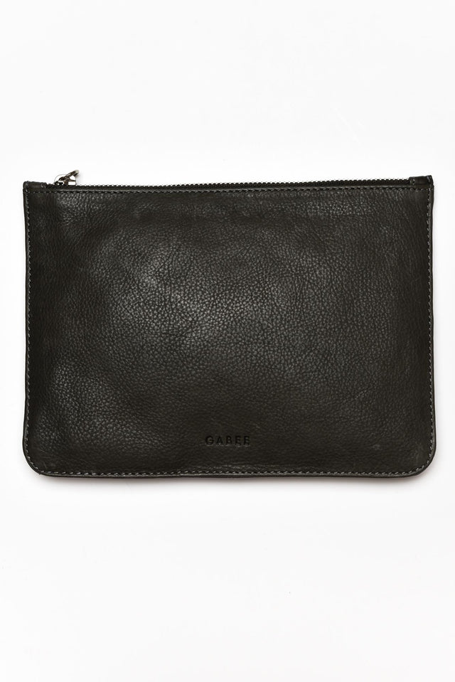 Queens Grey Leather Clutch