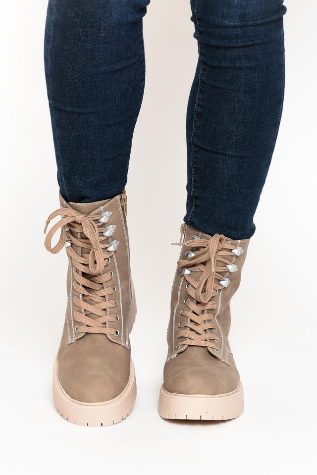 Raine Taupe Lace Up Boot