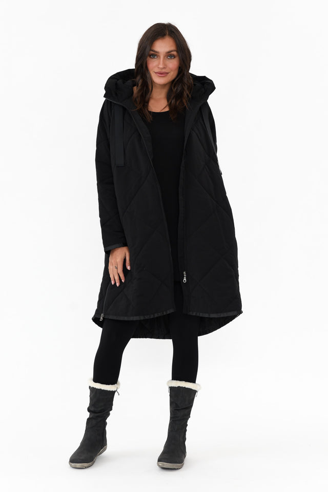Ramsay Black Quilted Puffer Coat image 3