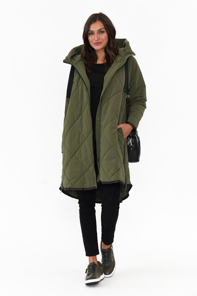 Ramsay Dark Green Quilted Puffer Coat image 2
