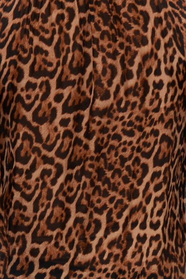 Riley Leopard Silk Ruffle Top