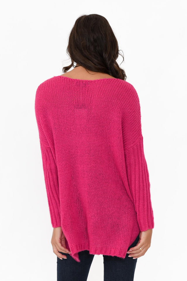 Rinna Hot Pink Cable Knit Detail Jumper