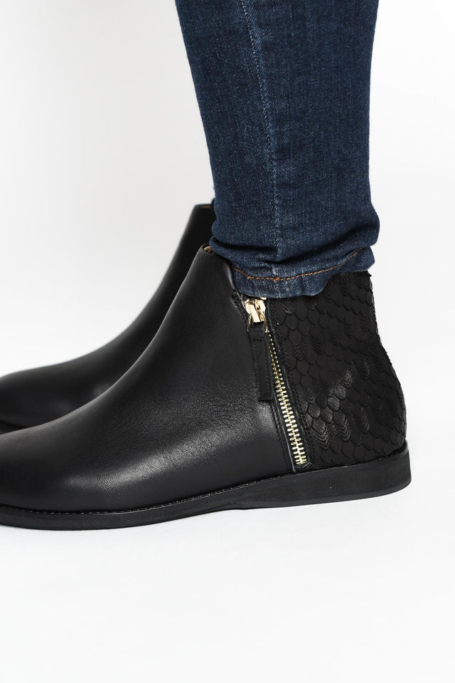Sidezip Black Leather Ankle Boot